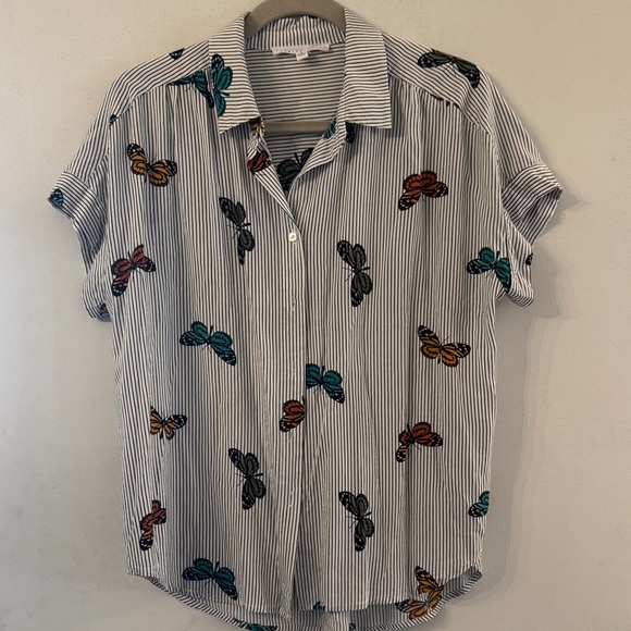 Jane and Delancey Multicolor Butterfly Striped Blouse - Picture 1 of 13